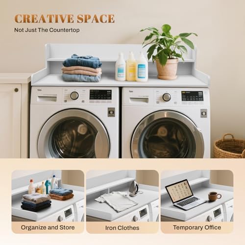 GCCSJ 2-Tier Washer Dryer Countertop 54x27.5" Laundry Machine Topper,White