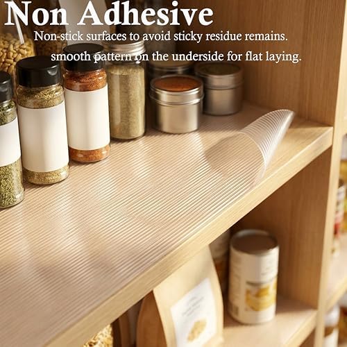 Shelf Liners for Kitchen Cabinets Non Adhesive Cabinet Drawer Liners Non Slip Waterproof 15 Inch Wide X 20 Ft Closet Wire Pantry Shelf Liner Cupboard Fridge Liners Mat for Bathroom Drawer