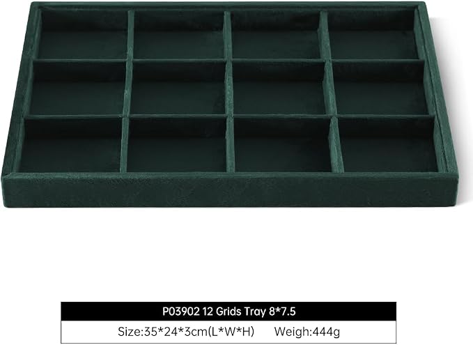 Velvet Stackable Jewelry Display Tray, 12 Grid Watch Bangle Bracelet Storage - Image 2