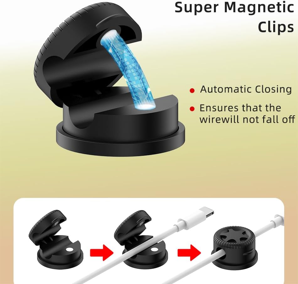 11PCS Cable Management Cord Holder Organizer, Magnetic Cable Clips