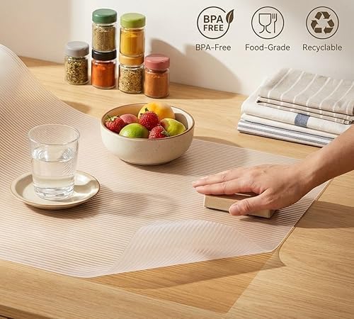 Shelf Liners for Kitchen Cabinets Non Adhesive Cabinet Drawer Liners Non Slip Waterproof 15 Inch Wide X 20 Ft Closet Wire Pantry Shelf Liner Cupboard Fridge Liners Mat for Bathroom Drawer