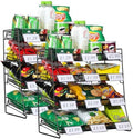 4-Tier Black Stackable Candy Display Rack, Snack Organizer for Countertop, Stores, Offices with 24 Signs and 60 Labels（Metal Mesh Plate） (Black-2 Pack)