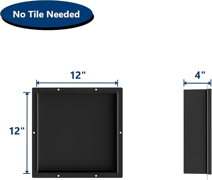Stainless Steel Shower Niche 12" X 12", No Tile Needed Wall Niche Shower - Image 3