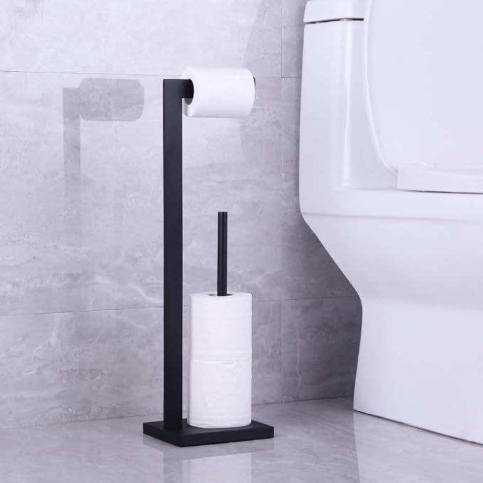 Matte Black Toilet Paper Holder Stand Toilet Paper Roll Holder - Image 7