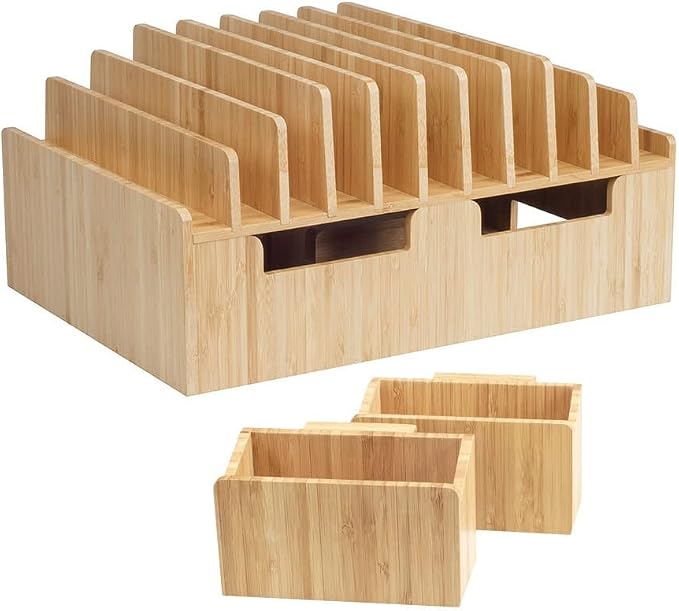 MobileVision Bamboo 10-Port Charging Station Plus 2 Caddy Add-On Combo to hold by MobileVision