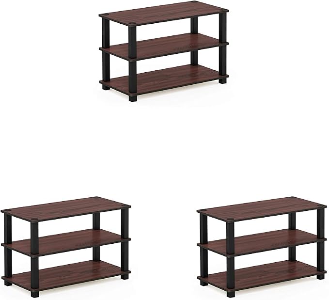 Furinno Turn-S-Tube 3-Tier Shoe Rack, Dark Cherry/Black by Furinno-FitsYourSpaceFitsYourBudget