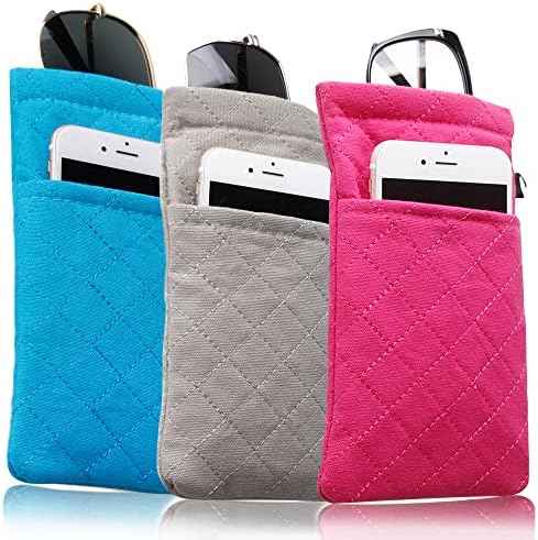 Double Glasses Cases Soft Eyeglass Case For Women Men Squeeze Top Sunglasses Case Travel Glass Pouch With Clean Cloth