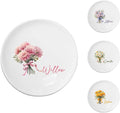 Custom Ceramic Jewelry Tray Birth Flower Personalized Name Decorative Trinket by BYFDIY