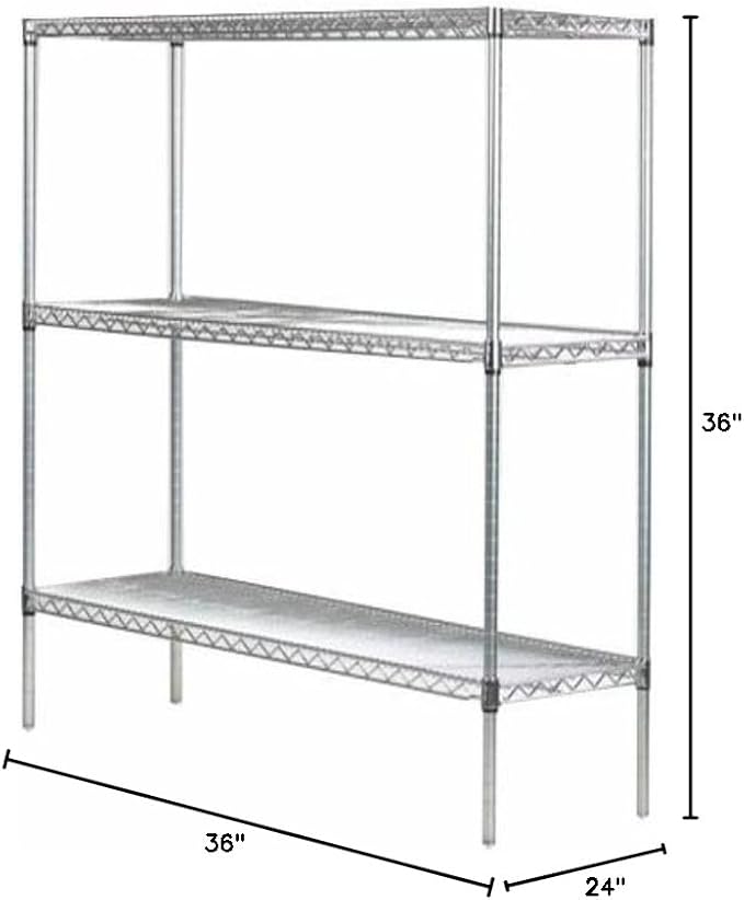 Omega 24" Deep x 36" Wide x 36" High 3 Tier Gray Starter Shelving Unit - Image 3