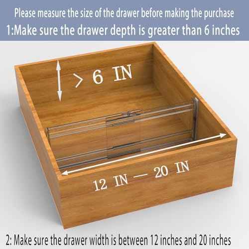 5 Pack 6" High Clear Adjustable Drawer Dividers Clothes,Expandable 12-20"