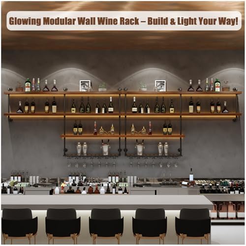 Solid Wood LED Wall Mounted Wine Rack (31.5 in/ 80CM)