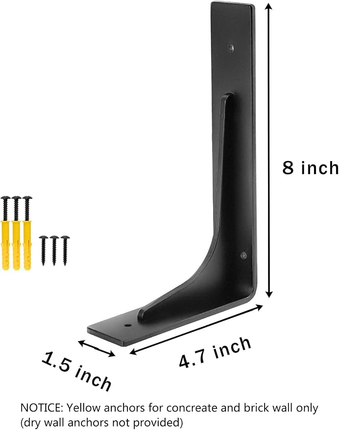 8" x 4.7 "Shelf Bracket, L Shelf Brackets, max Load 300lbs, Premium Alloy Metal - Image 2