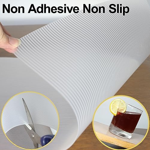 Shelf Liners for Kitchen Cabinets 24 Inch Wide X 20 Ft Non Adhesive Cabinet Drawer Liner Clear Non Slip Waterproof Shelves Liner for Refrigerator Closet Cupboard Pantry Bathroom