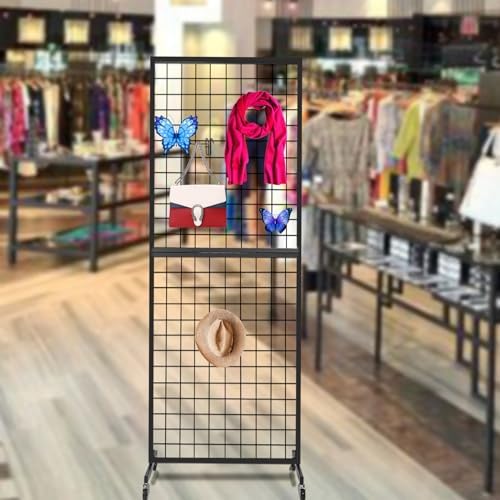 NectaCol Grid Wall Panels, 2 Packs 2'x 6' Gridwall Panels Tower with T-Base, Black Wire Grid Wall Display Rack, Craft Show Display Rack, Art Gridwall Display Stand