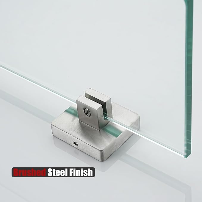 JQK Corner Glass Shelf, Brushed Steel Bathroom 304 Stainless Steel Shower - Image 6