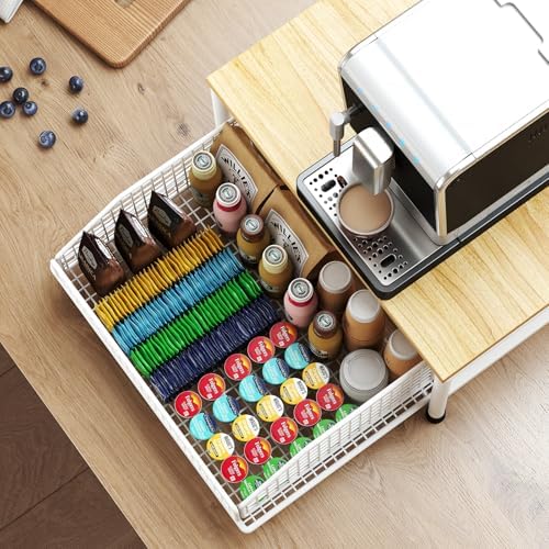 Coffee Pod Drawer, Counter Coffee Bar Organizer for Home Kitchen,White