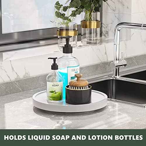 Turntable Vanity Tray, 10 Inch Bamboo Kitchen Sink Countertop
