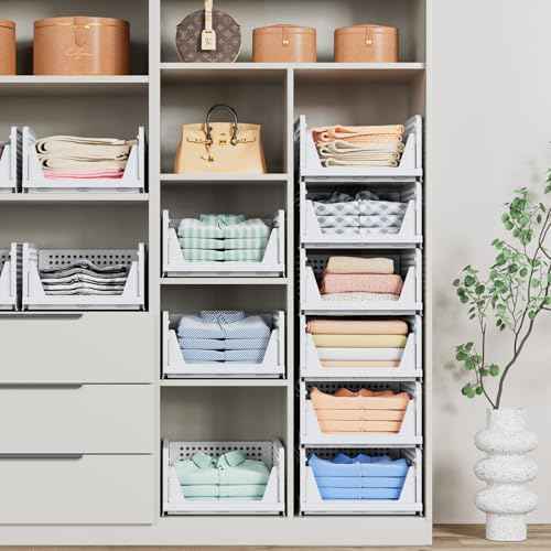 caktraie 5 Pack Stackable Closet Storage Basket - Stackable Storage Bins