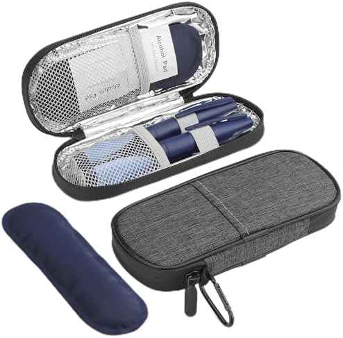 Gelozid Insulin Pen Cooler Travel Case Diabetic Medication Insulated Cool Organizer with 2 Reusable Ice Packs for Insulin Pen and Other Diabetic Supplies, for the Daily Life and Trip(Grey)