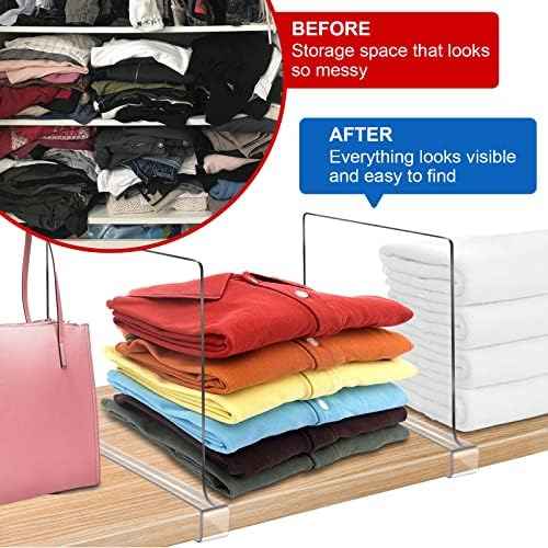Acrylic Shelf Dividers for Closet Organization 6PCS Closet Shelf Divider Closet Dividers for Shelves Shelf Organizer for Closet Shelf Organizer For Wood Closet Separator Clear
