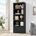5-Tier Bookshelf, 69" Tall Adjustable Bookcase with Doors, Display Shelf