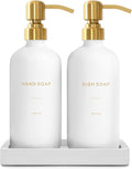 Gold Soap Dispenser Set, Glass Soap Dispenser by PrusWaso