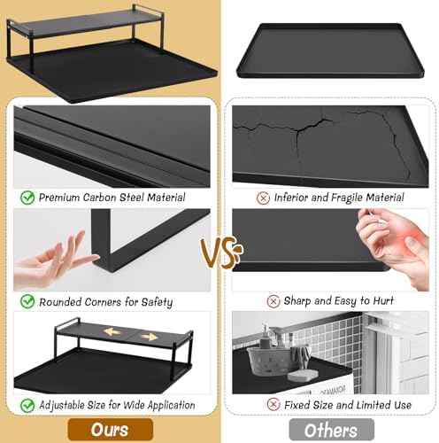 Washer and Dryer Countertop with Retractable Shelf and Silicone Mat, Universal Front Load Washer and Dryer Countertop Set, Washer Dryer Shelf with Mat for Laundry Room (Metal Shelf + Silicone Mat)