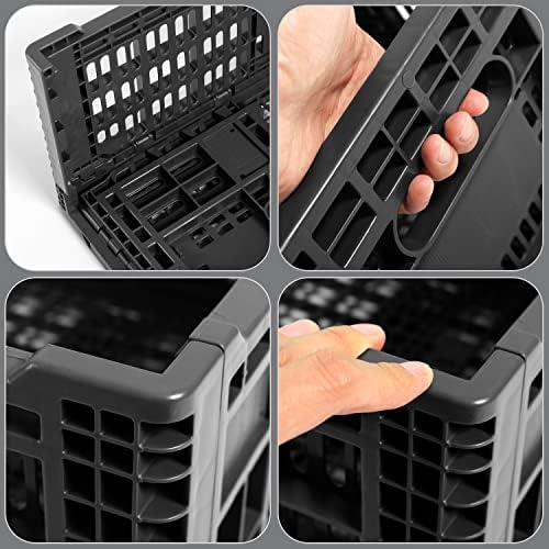 Collapsible Storage Bin Containe，52 Liter Transferheavy duty plastic storage box,milk crates heavy duty Transit storage of various items black (2)
