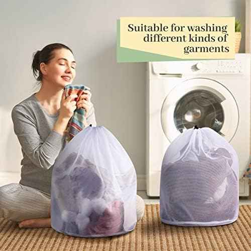 48 Pcs 24 * 32 Inches Fine Mesh Laundry Bag with Drawstring Large