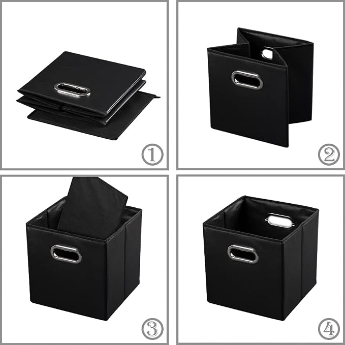 PRANDOM Leather Foldable Cube Storage Bins 13x13 inch Fabric Storage Baskets - Image 5