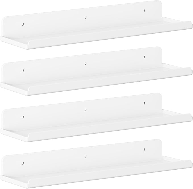 Lifewit Floating Shelves for Wall, 4 Pack White Acrylic Shelf 15" Room Decor by Lifewit