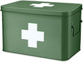 Flexzion First Aid Box Organizer Empty 13" Green Vintage First Aid Kit Tin by Flexzion
