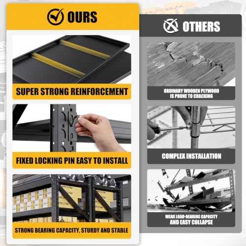 5000LBS Heavy Duty Storage Shelves, 4 Tier Garage Shelving Metal Shelving Unit,Adjustable Heavy Duty Shelving for Garage, Basement, Warehouse, Storage Room,