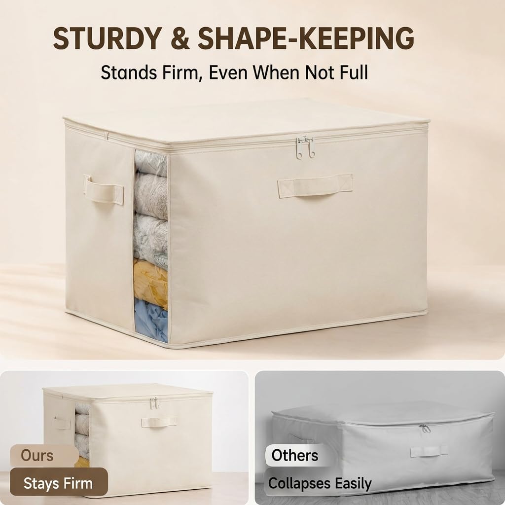 2Pack Canvas Storage Bags for Clothes & Comforters with Clear Window