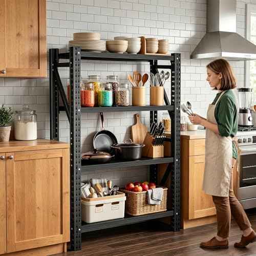 31.5''W Heavy Duty Storage Shelves, 2500LBS Metal Garage Shelving Units, 4 Tier Adjustable Large Industrial Shelves for Warehouse Workshop Basement (31.5''W x 13.8''D x 73.2''H)