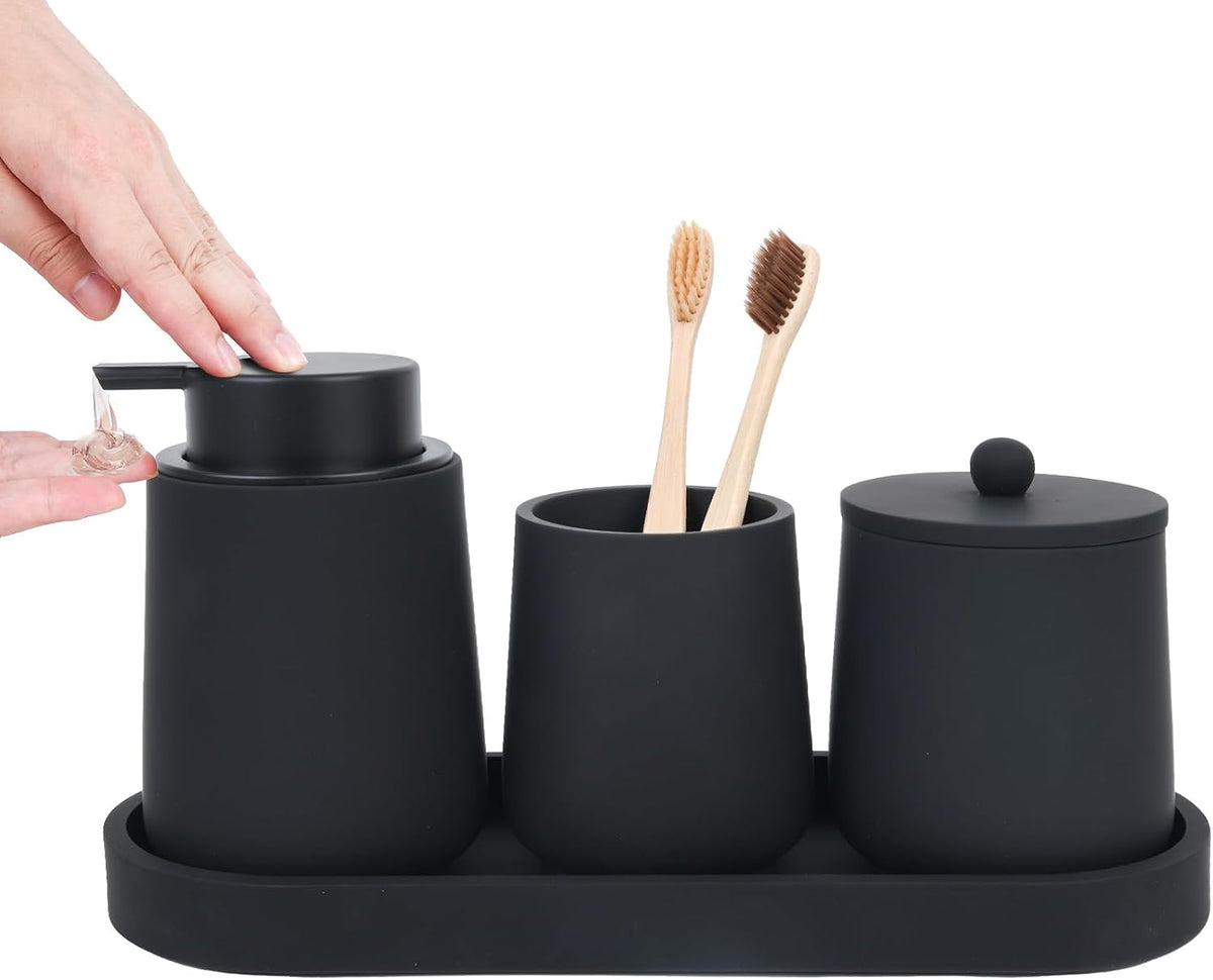 Black Bathroom Accessories Set - 4 Pcs Bathroom Accessory Sets with