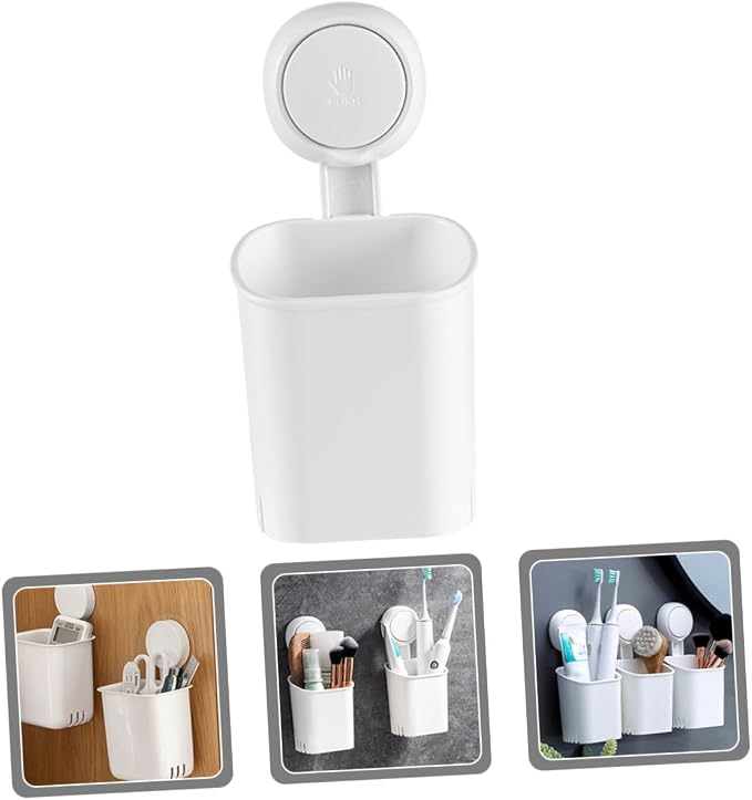 Strong Suction Toothbrush Holder Wall Mount No Drilling Bathroom Organizer - Image 6