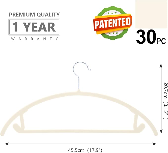 MIZGI Premium Velvet Hangers 30 Pack Heavyduty- Non Slip No Shoulder Bump Suit - Image 2