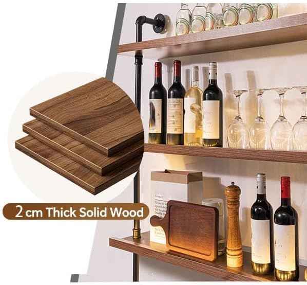 31.4in Wall Mounted Wine Rack with LED Light Solid Wood