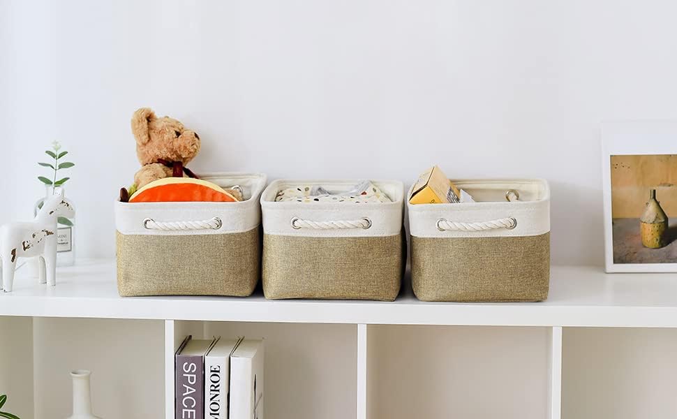 Storage Basket for Organizing - 14x10x7 inch Medium 3 Pack Collapsible