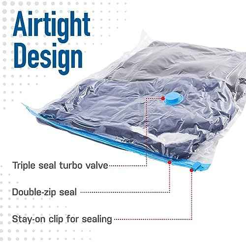 6 Pack Variety Vacuum Storage Bags for Comforters, Blankets & Clothes – Vacuum Sealed Compression Bags with Hand Pump – Space Saver Storage Bags for Bedding,Moving, Travel & Organization (2S, 2M & 2L)