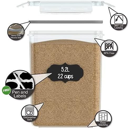 Simply Gourmet Airtight Flour and Sugar Containers with Lids – 3 Piece