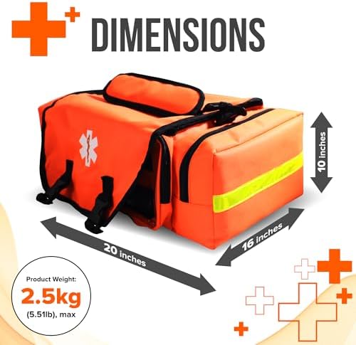 JJ CARE Trauma Bag (287 pcs), Fully Stocked EMT Medical Bag for Professionals, First Aid Emergency Medical Kit, First Responder Kit Essentials with Organizer Pouch
