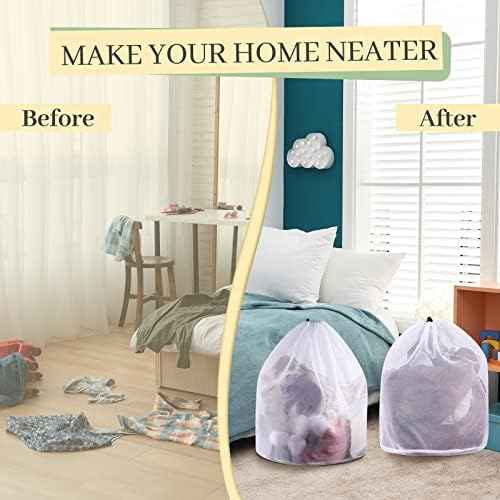 48 Pcs 24 * 32 Inches Fine Mesh Laundry Bag with Drawstring Large