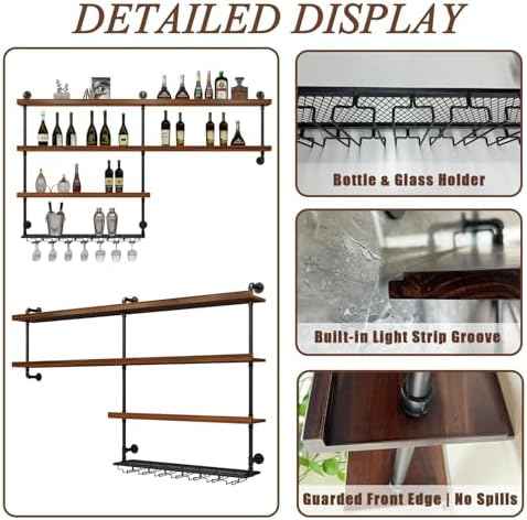 Solid Wood LED Wall Mounted Wine Rack (31.5 in/ 80CM)