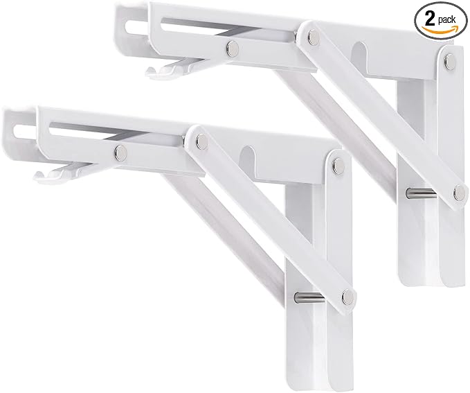 YUMORE Folding Shelf Brackets, 8 Inch Heavy Duty Collapsible Shelf Bracket by YUMORE