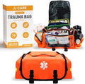 JJ CARE Trauma Bag (287 pcs), Fully Stocked EMT Medical Bag for Professionals, First Aid Emergency Medical Kit, First Responder Kit Essentials with Organizer Pouch