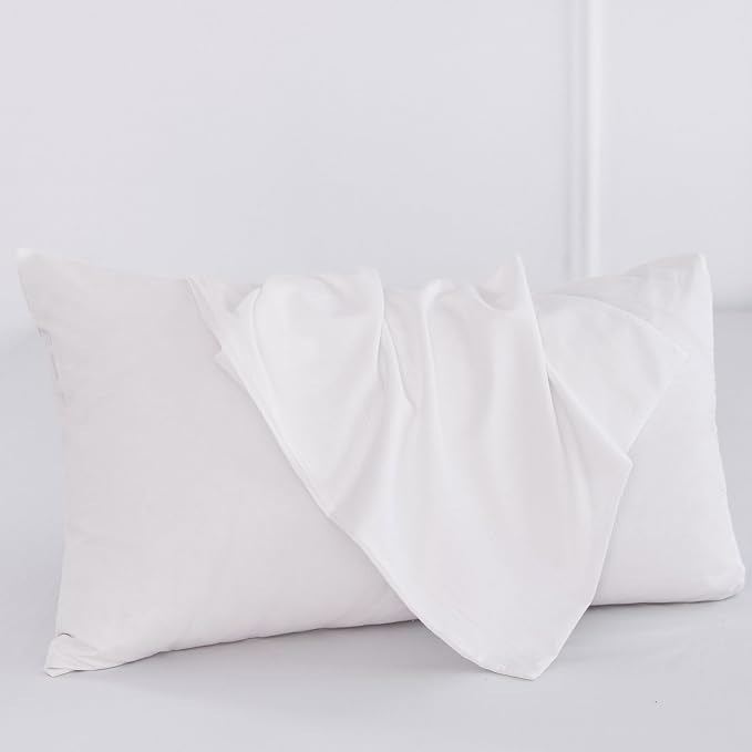 MooMee Bedding Pillowcases Pack of 2 100% Washed Cotton Linen Like Textured - Image 2