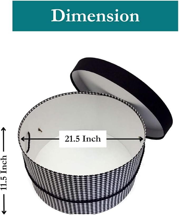 Sarah's Hat Boxes Classic Houndstooth Hat Box – 21.5" x 11.5" Handmade in USA – - Image 3