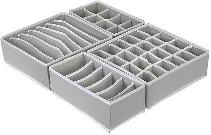 4 Piece Drawer Organiser, Collapsible Non-Woven Sorting Box, Closet Divider - Image 6